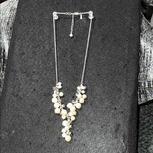 Elegant Silver and Cream Beaded Necklace